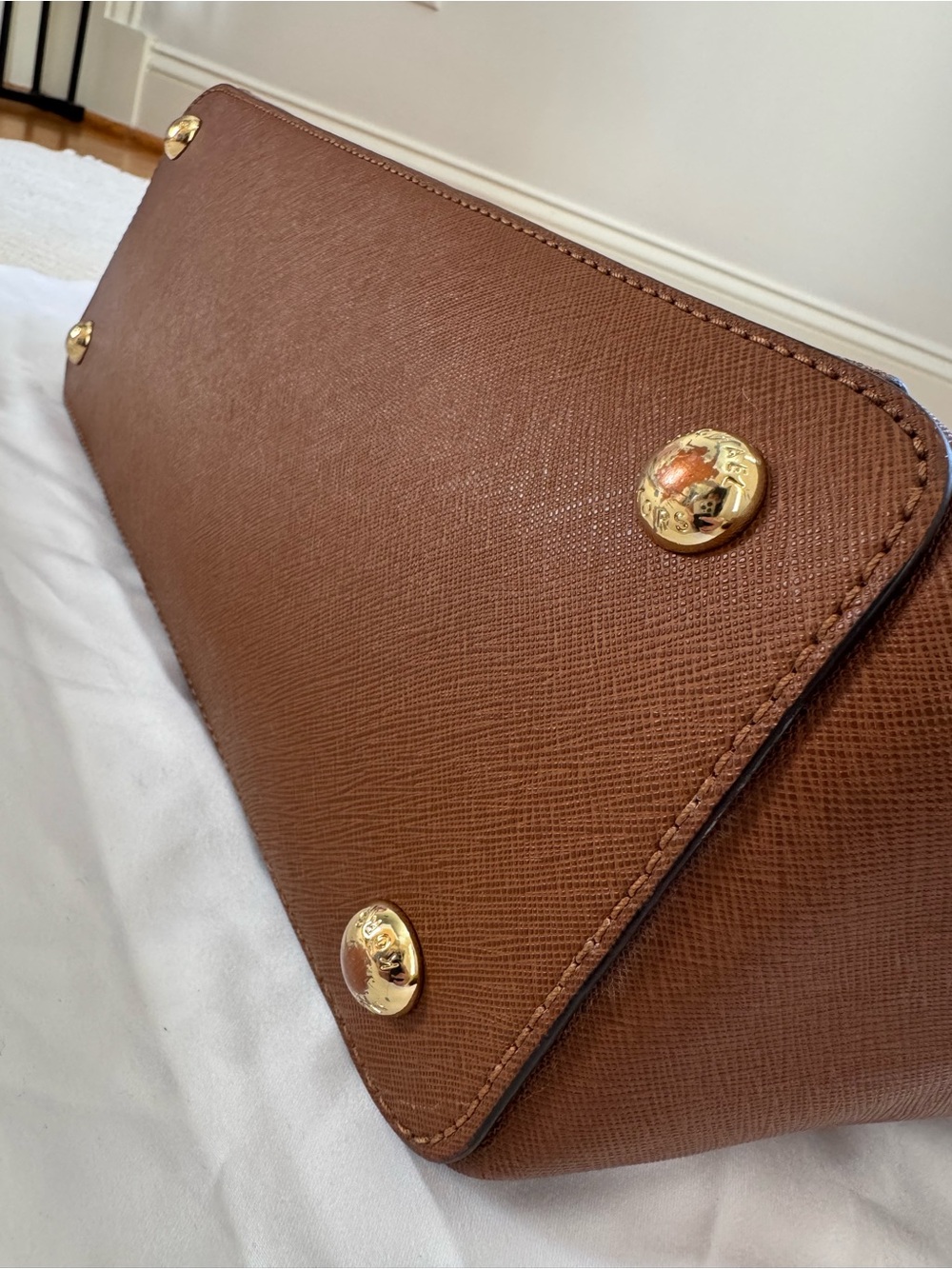 Michael Kors Caramel Brown Saffiano Tote with Gold Hardware, Authentic - Picture 9 of 12